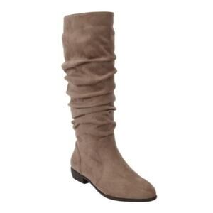 Comfortview dark taupe Shelly  Faux Suede Extra Wide Width Calf Boots NEW 8.5WW